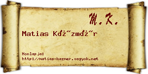 Matias Kázmér névjegykártya
